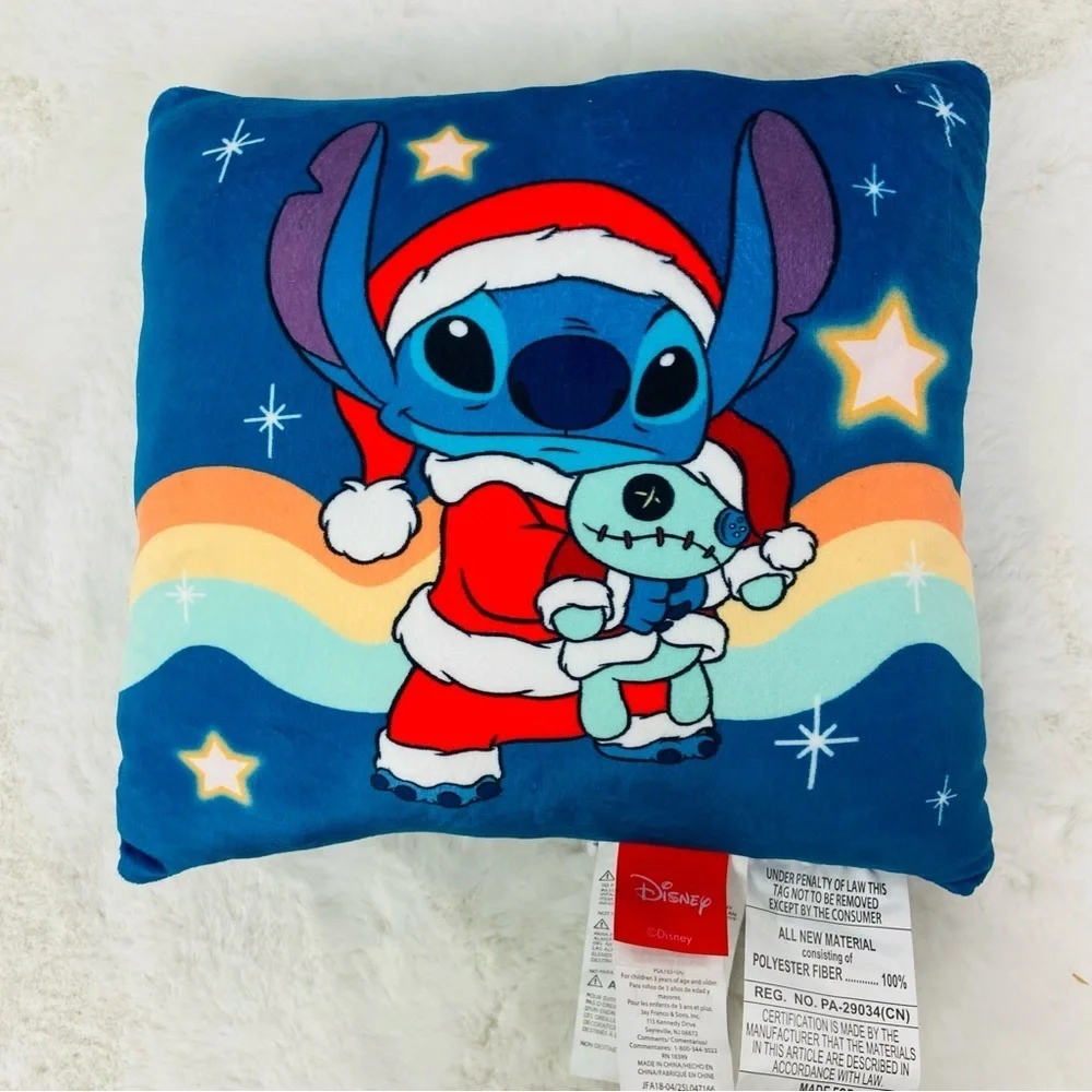 NWOT Disney Stitch Christmas Holiday small blue Pillow